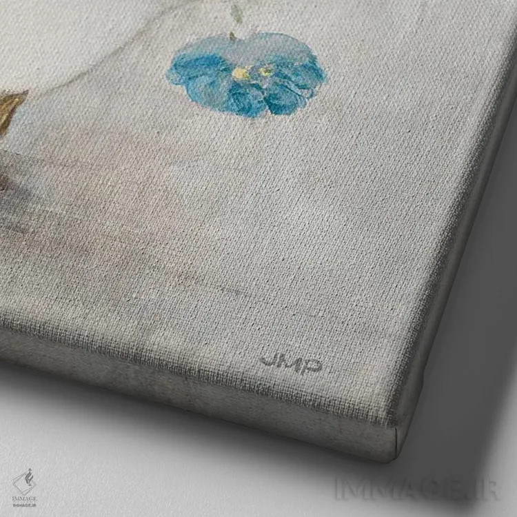 تابلو دکوراتیو زیبایی شناگر آبی اثر جولیا پورینتون - نمای نزدیک بافت بوم