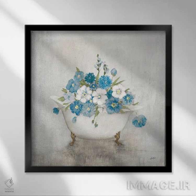 تابلو دکوراتیو زیبایی شناگر آبی اثر جولیا پورینتون - نمای قابدار مشکی