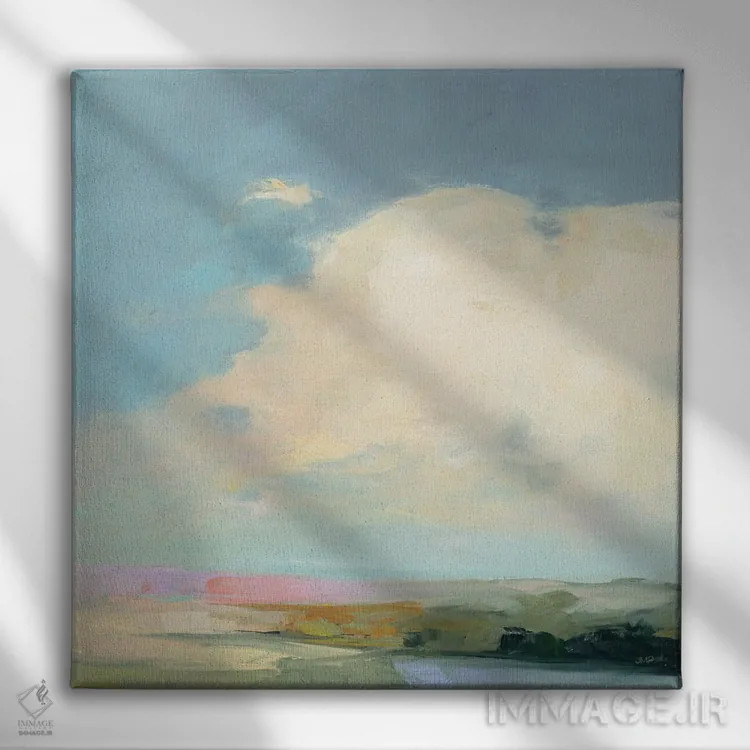 تابلو انتزاعی افق رنگارنگ ۲ اثر جولیا پورینتون - نمای روبهرو روی دیوار