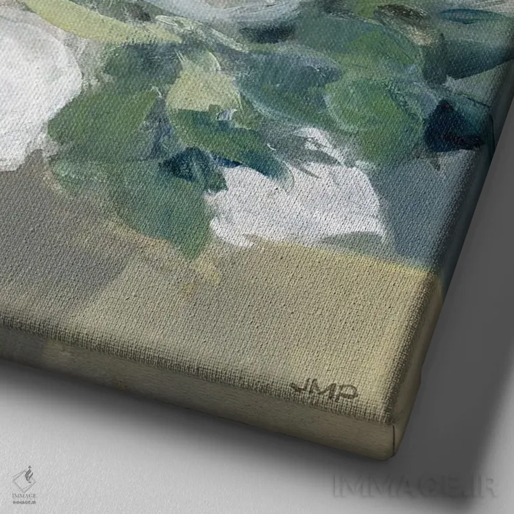 تابلو دکوراتیو رزهای اوت ۲ اثر جولیا پورینتون - نمای نزدیک بافت بوم