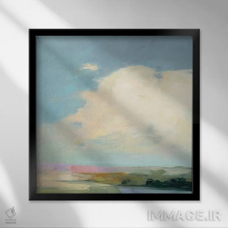 تابلو انتزاعی افق رنگارنگ ۲ اثر جولیا پورینتون - نمای قابدار مشکی