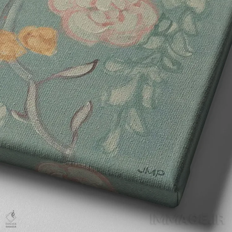 تابلو دکوراتیو پرنده با سبک چینی میراثی ۲ اثر جولیا پورینتون - نمای نزدیک بافت بوم