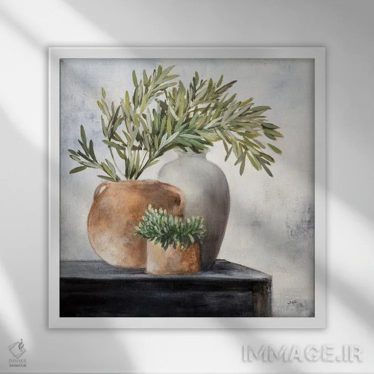 تابلو دکوراتیو طبیعت بی جان آرام ۱ اثر جولیا پورینتون - نمای قابدار سفید