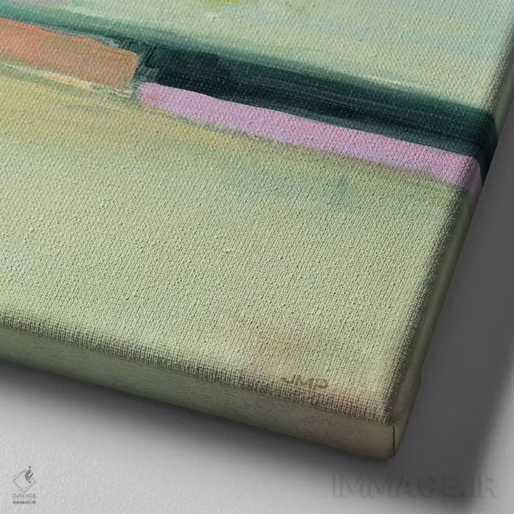 تابلو انتزاعی افق رنگارنگ ۱ اثر جولیا پورینتون - نمای نزدیک بافت بوم