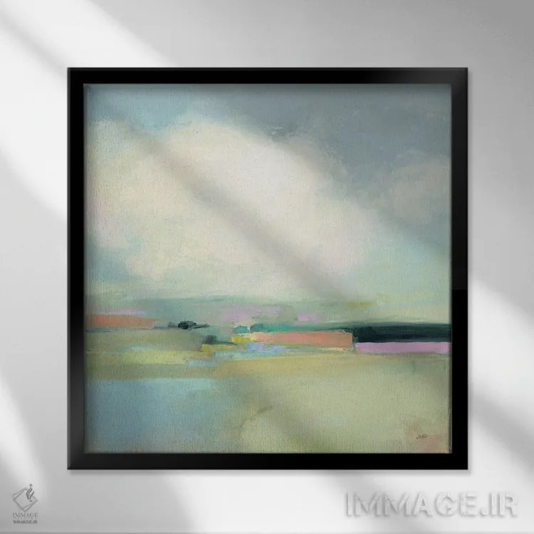 تابلو انتزاعی افق رنگارنگ ۱ اثر جولیا پورینتون - نمای قابدار مشکی