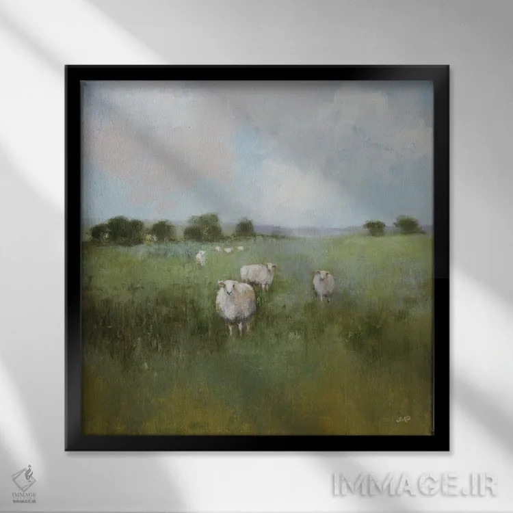 تابلو انتزاعی چراگاه اثر جولیا پورینتون - نمای قابدار مشکی