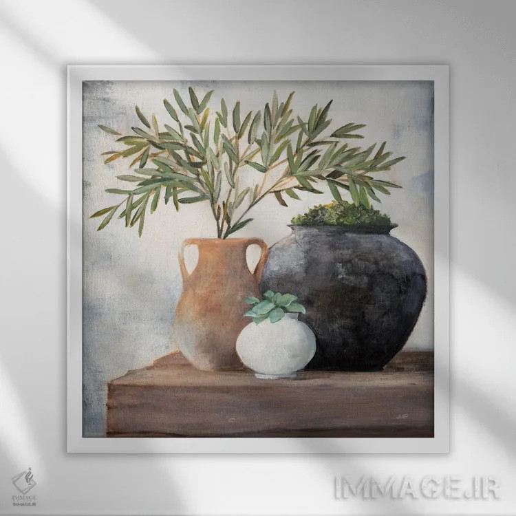 تابلو دکوراتیو طبیعت بی جان آرام ۲ اثر جولیا پورینتون - نمای قابدار سفید