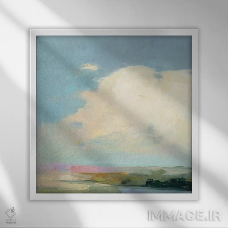 تابلو انتزاعی افق رنگارنگ ۲ اثر جولیا پورینتون - نمای قابدار سفید