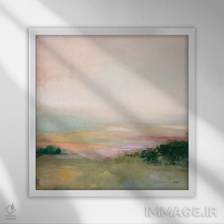 تابلو انتزاعی دره تاریک و درخشان اثر جولیا پورینتون - نمای قابدار سفید