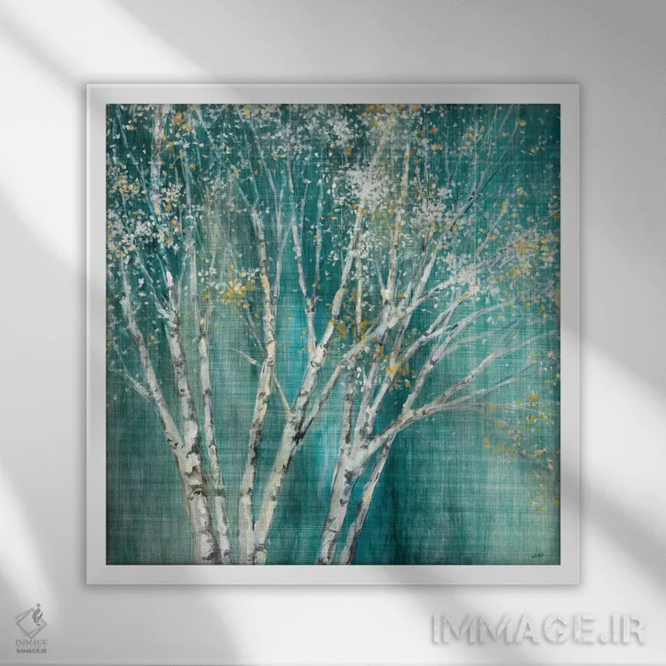 تابلو دکوراتیو تغییر جهت توس آبی اثر جولیا پورینتون - نمای قابدار سفید