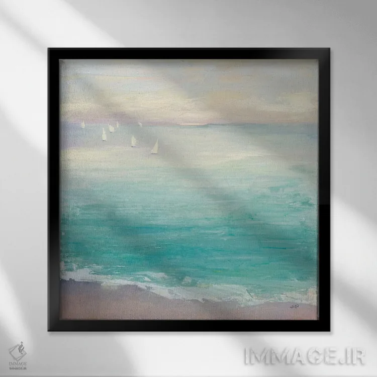 تابلو انتزاعی از ساحل اثر جولیا پورینتون - نمای قابدار مشکی
