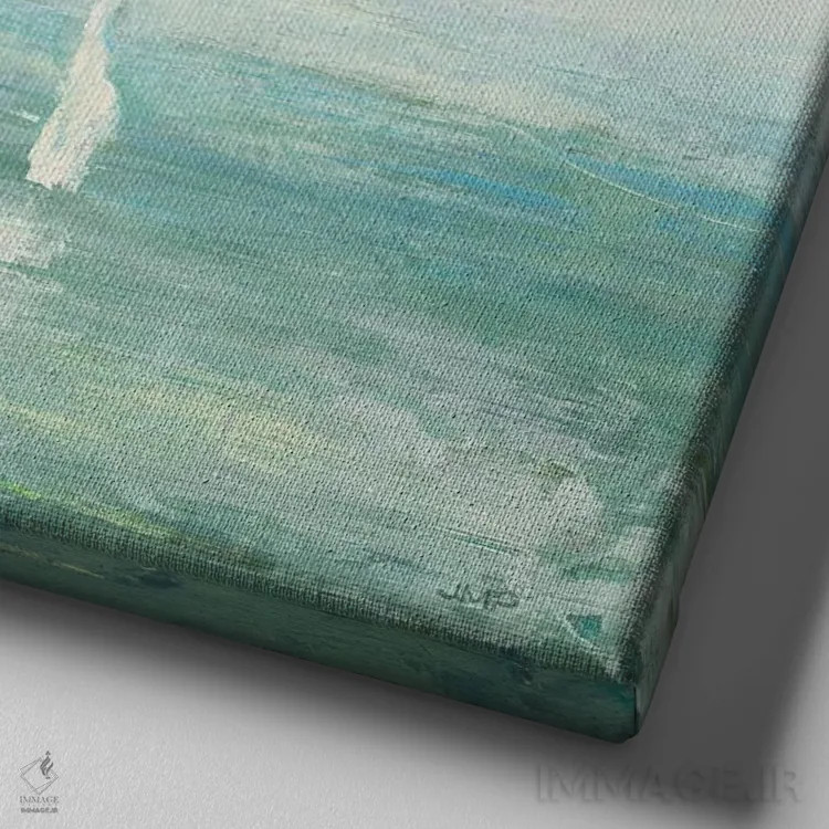 تابلو انتزاعی بادبان برافراشته اثر جولیا پورینتون - نمای نزدیک بافت بوم