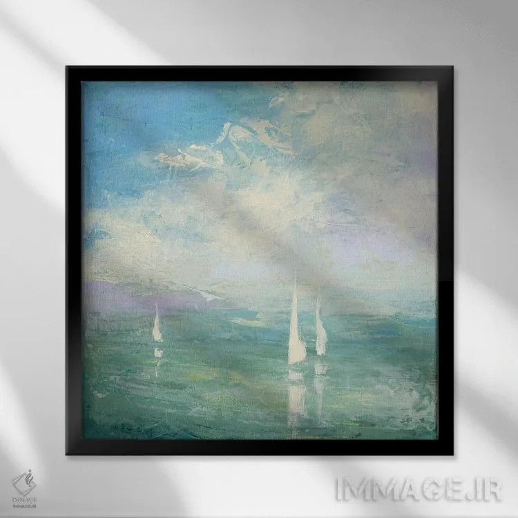 تابلو انتزاعی بادبان برافراشته اثر جولیا پورینتون - نمای قابدار مشکی