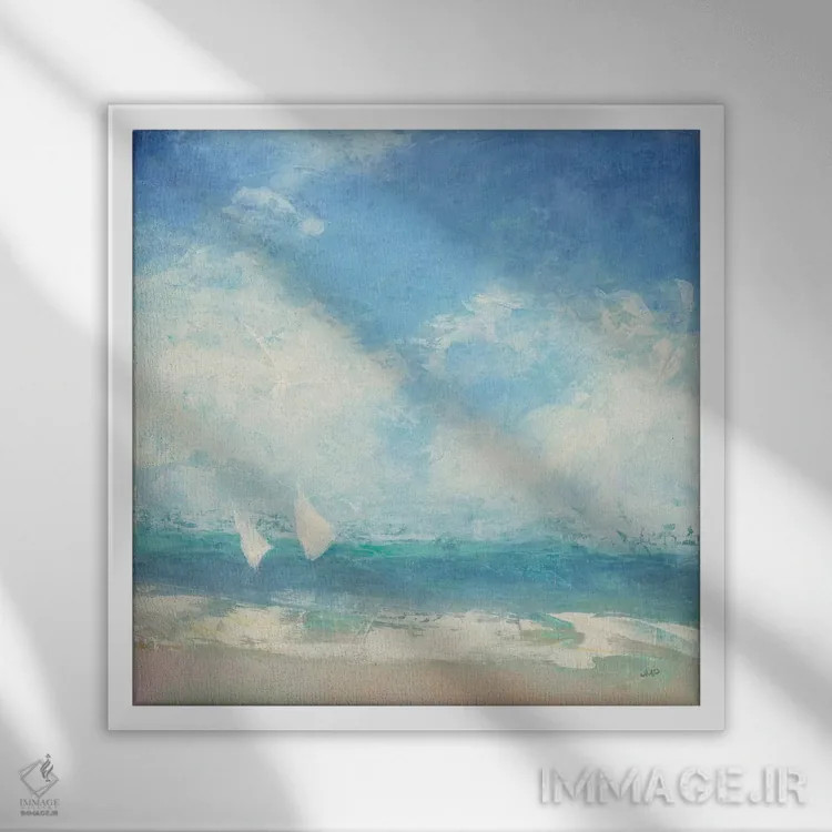تابلو انتزاعی گذر از شناور راهنما اثر جولیا پورینتون - نمای قابدار سفید