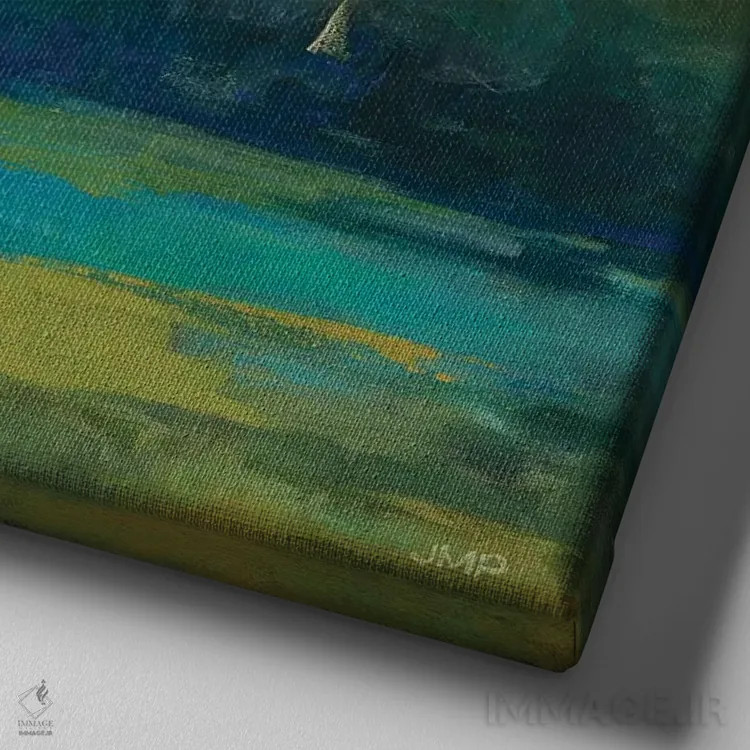 تابلو انتزاعی دره سحر سوم اثر جولیا پورینتون - نمای نزدیک بافت بوم