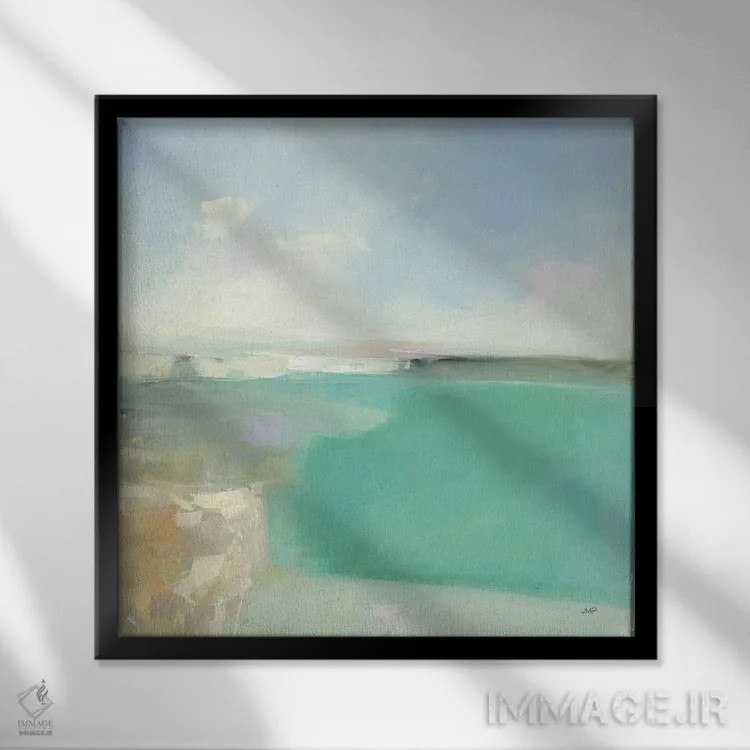 تابلو دکوراتیو ساحل تابستانی اثر جولیا پورینتون - نمای قابدار مشکی