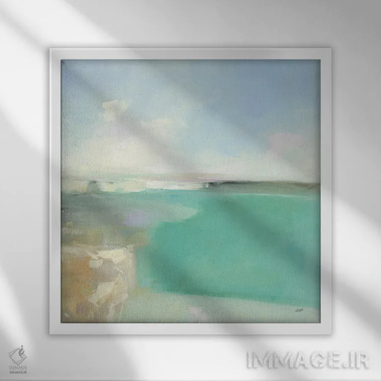 تابلو دکوراتیو ساحل تابستانی اثر جولیا پورینتون - نمای قابدار سفید