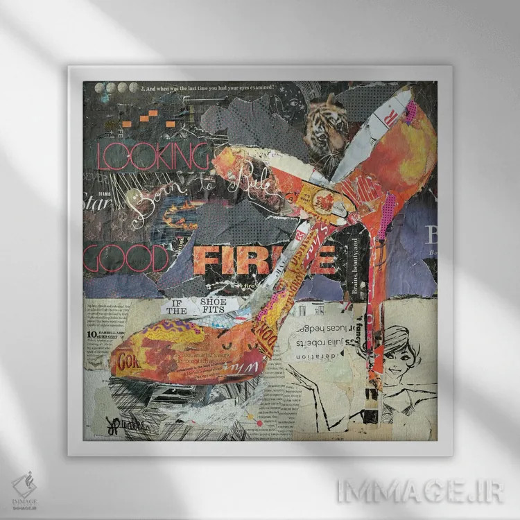 تابلو دکوراتیو آتشین اثر جیمی پاولیچ-واکر - نمای قابدار سفید