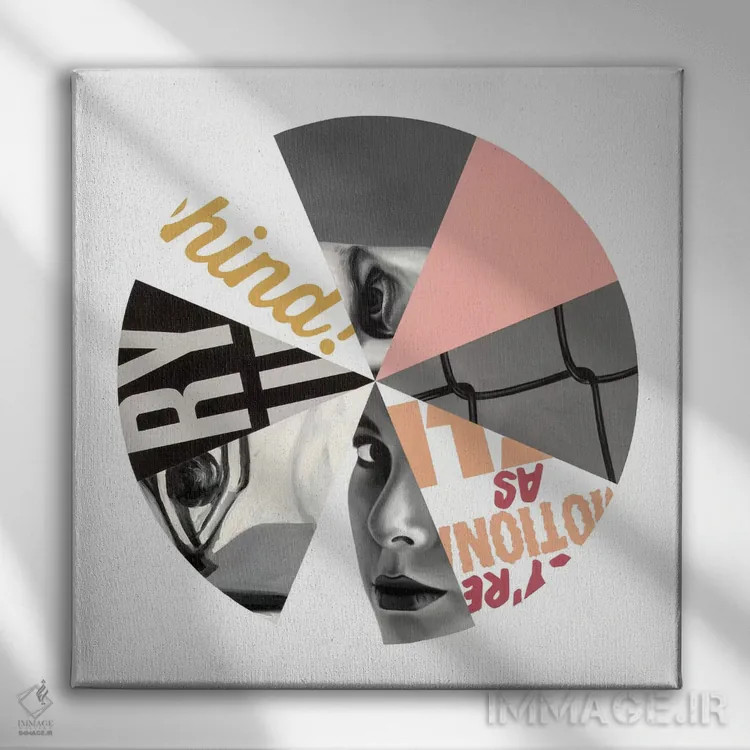 تابلو انتزاعی چشم در چشم اثر راکسی - نمای روبهرو روی دیوار