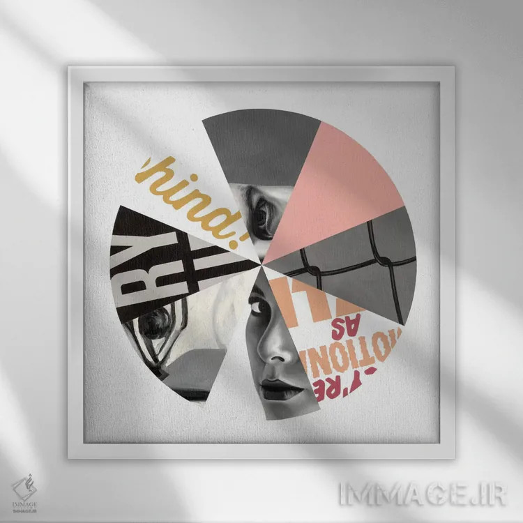 تابلو انتزاعی چشم در چشم اثر راکسی - نمای قابدار سفید