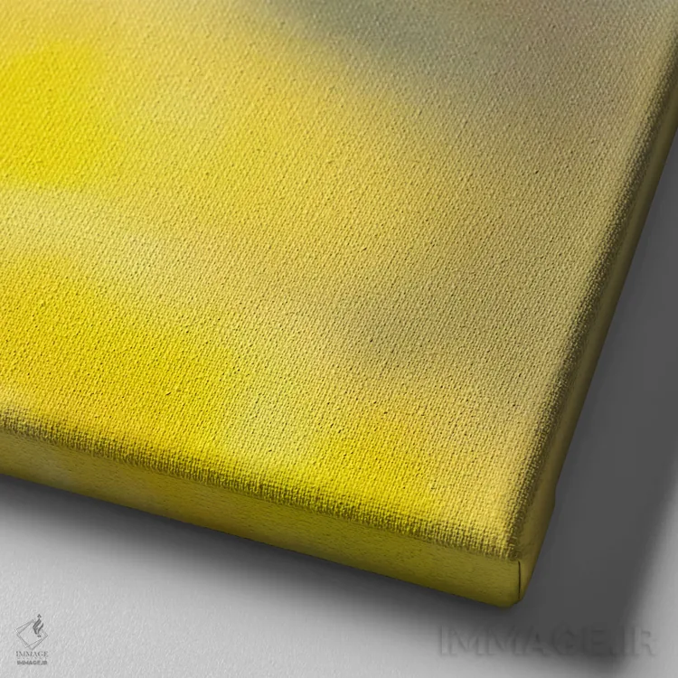 تابلو دکوراتیو زنبورعسل در پرواز میان گل های زرد اثر جفرسون کاستلاری - نمای نزدیک بافت بوم