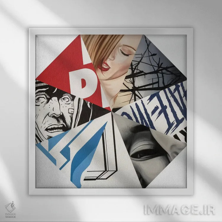 تابلو دکوراتیو هشت ضلعی اثر راکسی - نمای قابدار سفید