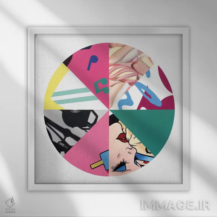 تابلو انتزاعی بوسه و آشتی اثر راکسی - نمای قابدار سفید