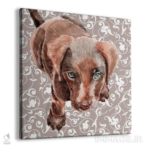 تابلو دکوراتیو توله لابرادور شکلاتی اثر جنیفر رداستریک - نمای پرسپکتیو محصول