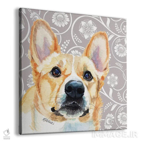 تابلو دکوراتیو کورگی اثر جنیفر رداستریک - نمای پرسپکتیو محصول