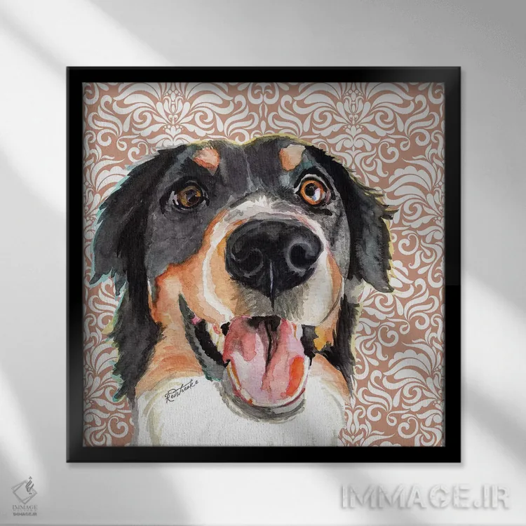 تابلو دکوراتیو سگ کوهستانی برن اثر جنیفر رداستریک - نمای قابدار مشکی