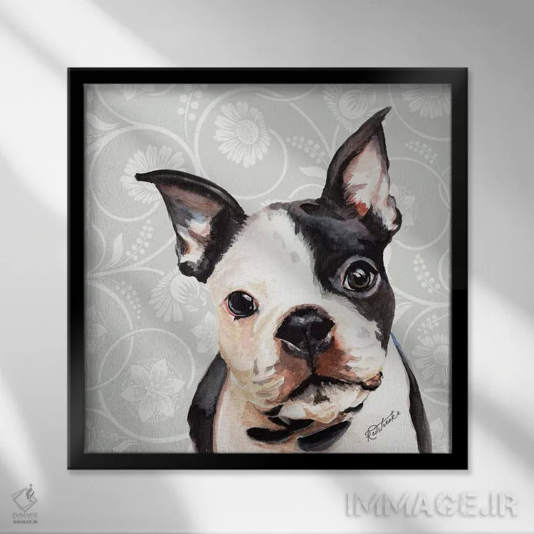 تابلو دکوراتیو بوستون تریر اثر جنیفر رداستریک - نمای قابدار مشکی