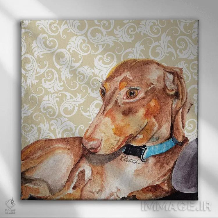 تابلو دکوراتیو داشهوند اثر جنیفر رداستریک - نمای روبهرو روی دیوار