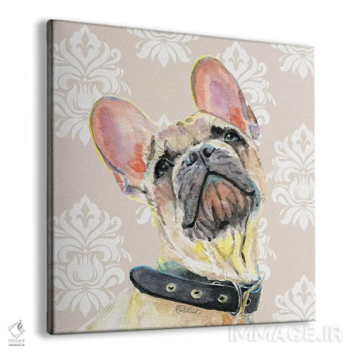 تابلو مدرن بولداگ فرانسوی اثر جنیفر رداستریک - نمای پرسپکتیو محصول