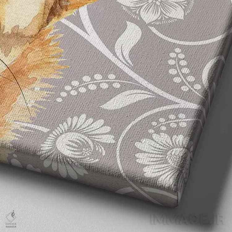 تابلو دکوراتیو کورگی اثر جنیفر رداستریک - نمای نزدیک بافت بوم