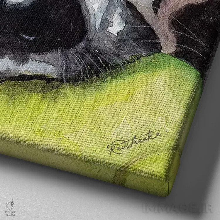 تابلو دکوراتیو دالماتین اثر جنیفر رداستریک - نمای نزدیک بافت بوم