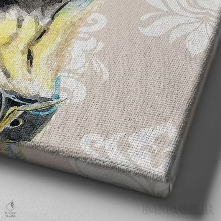 تابلو مدرن بولداگ فرانسوی اثر جنیفر رداستریک - نمای نزدیک بافت بوم