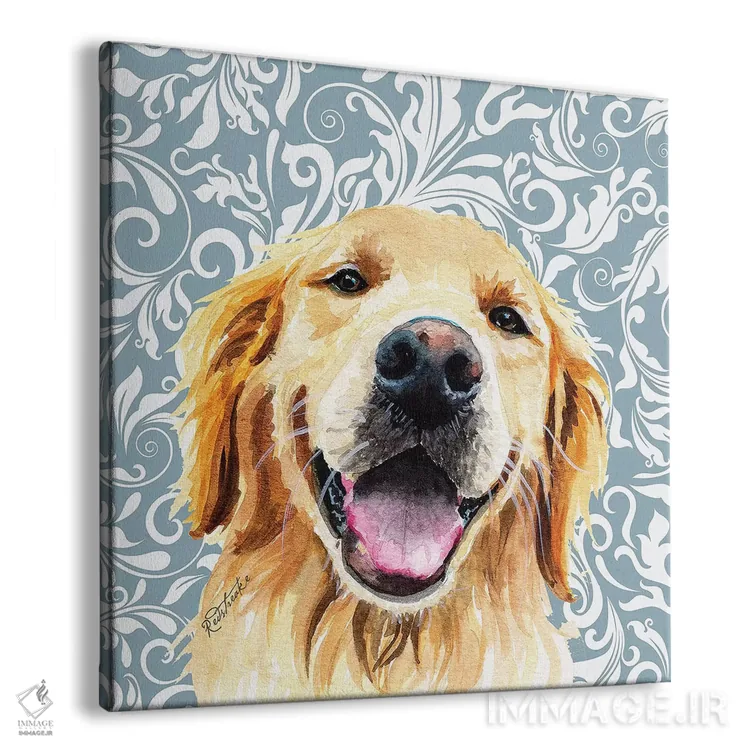 تابلو دکوراتیو گلدن رتریور اثر جنیفر رداستریک - نمای پرسپکتیو محصول