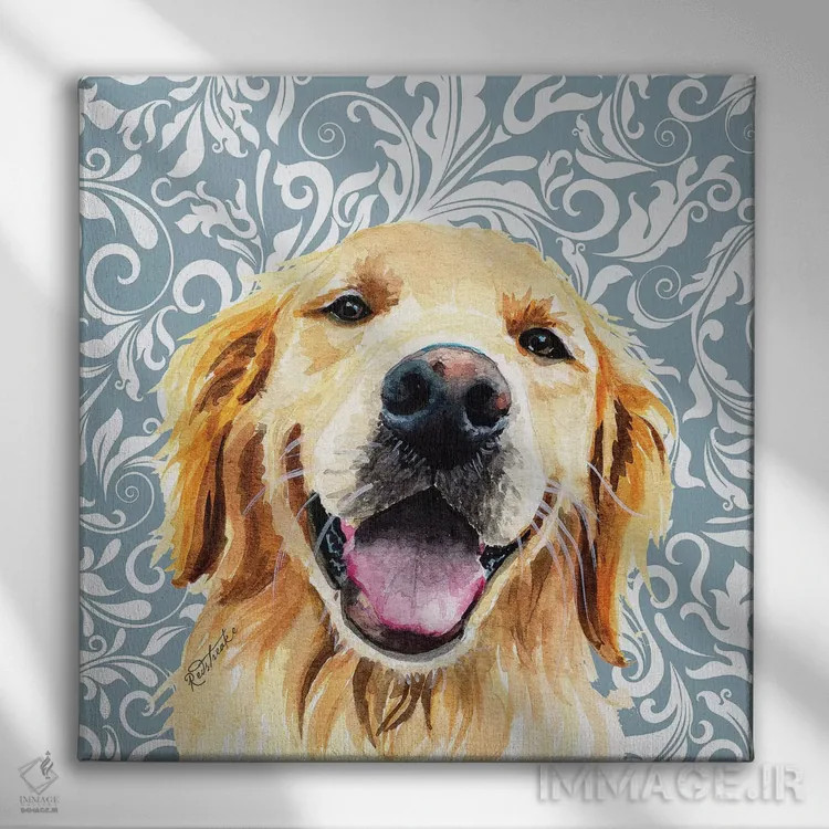 تابلو دکوراتیو گلدن رتریور اثر جنیفر رداستریک - نمای روبهرو روی دیوار