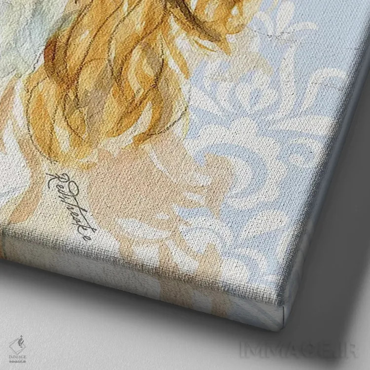 تابلو دکوراتیو کینگ چارلز اسپانیل اثر جنیفر رداستریک - نمای نزدیک بافت بوم