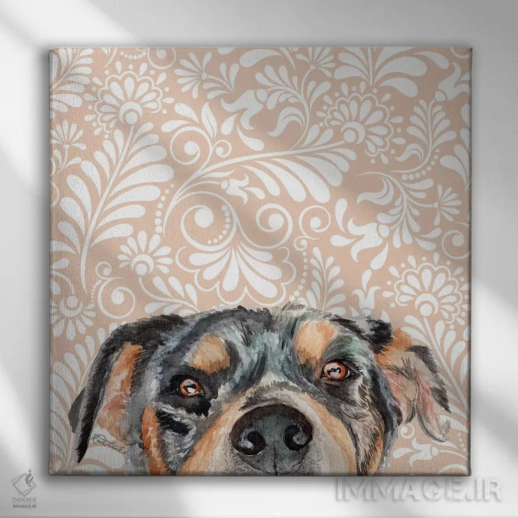 تابلو دکوراتیو روتوایلر اثر جنیفر رداستریک - نمای روبهرو روی دیوار