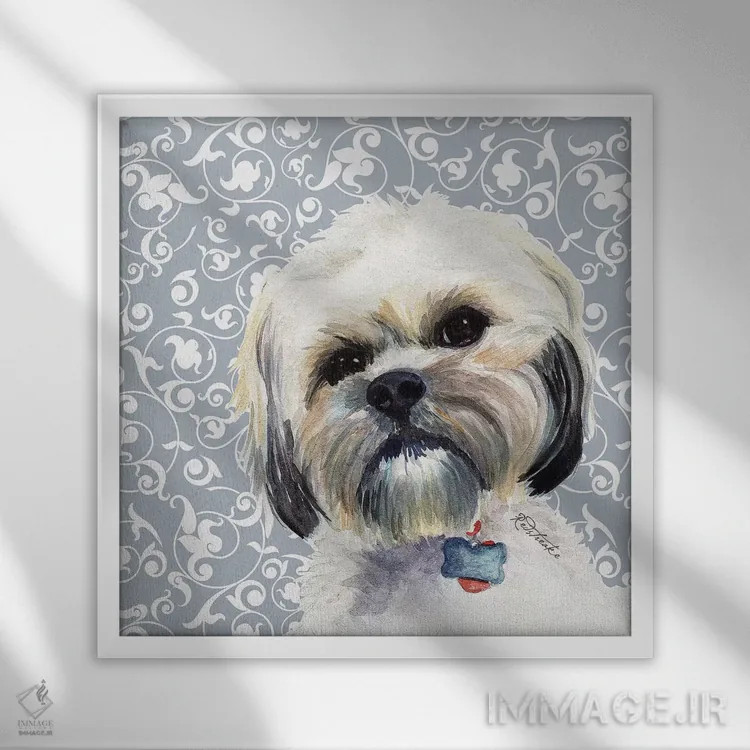 تابلو دکوراتیو مالتیز اثر جنیفر رداستریک - نمای قابدار سفید