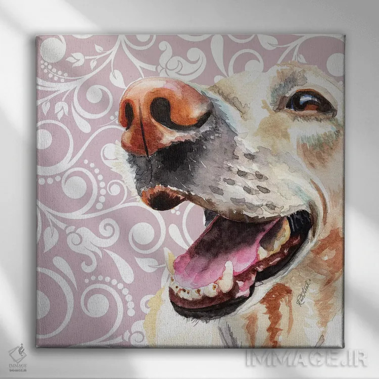 تابلو دکوراتیو لابرادور طلایی اثر جنیفر رداستریک - نمای روبهرو روی دیوار