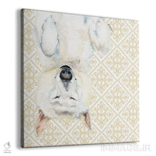 تابلو دکوراتیو هاسکی سفید اثر جنیفر رداستریک - نمای پرسپکتیو محصول