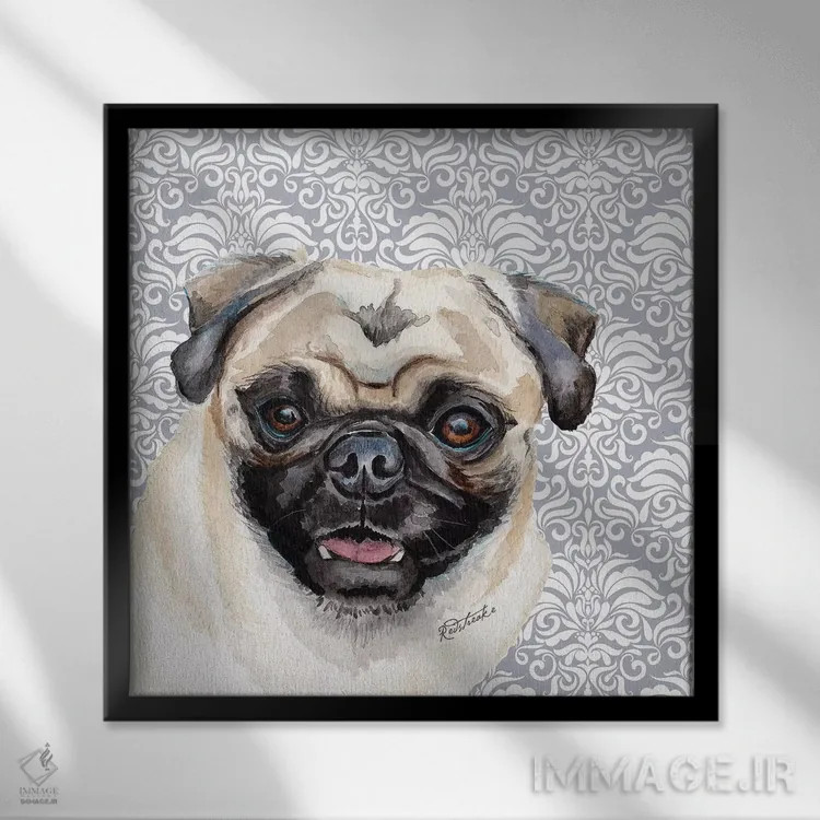 تابلو دکوراتیو پاگ اثر جنیفر رداستریک - نمای قابدار مشکی