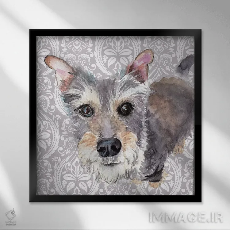 تابلو دکوراتیو تریر اسکاتلندی اثر جنیفر رداستریک - نمای قابدار مشکی