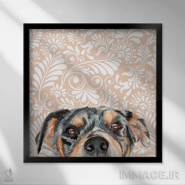 تابلو دکوراتیو روتوایلر اثر جنیفر رداستریک - نمای قابدار مشکی