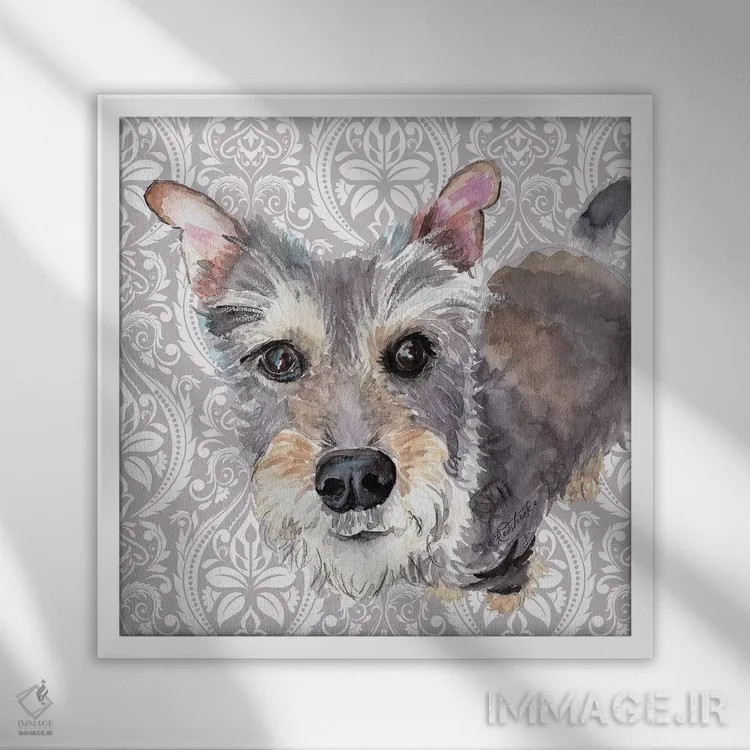 تابلو دکوراتیو تریر اسکاتلندی اثر جنیفر رداستریک - نمای قابدار سفید