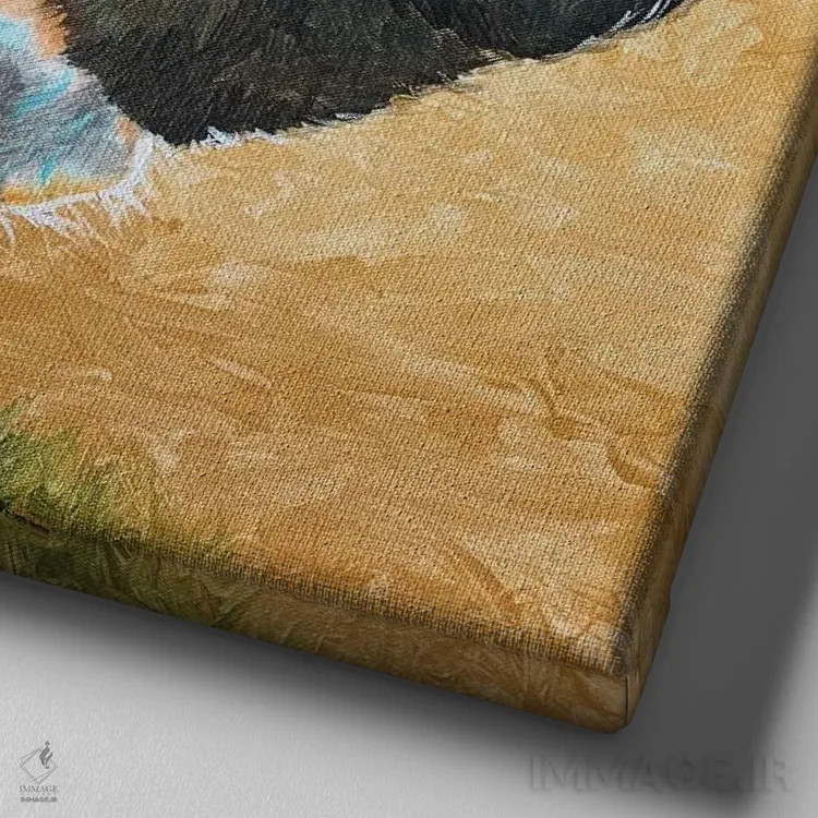 تابلو دکوراتیو دوستان الاغ اثر جنیفر رداستریک - نمای نزدیک بافت بوم