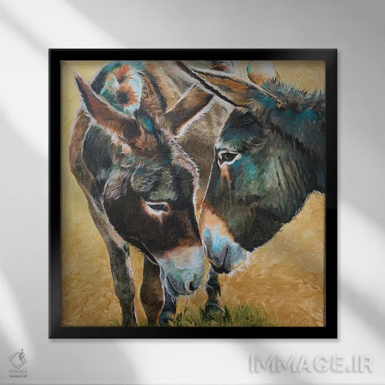 تابلو دکوراتیو دوستان الاغ اثر جنیفر رداستریک - نمای قابدار مشکی