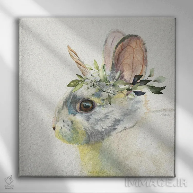 تابلو دکوراتیو خرگوش افسانه ای جنگلی اثر جنیفر رداستریک - نمای روبهرو روی دیوار